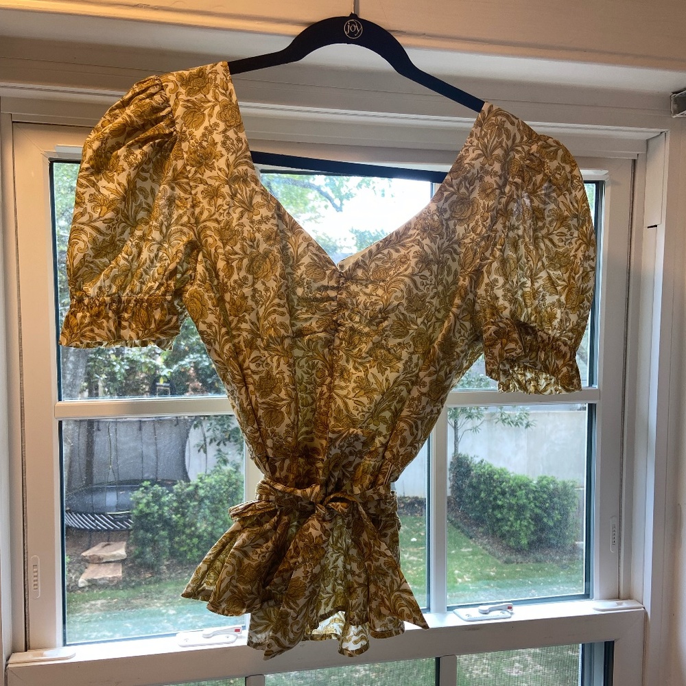 Puff-Sleeve Yellow-Floral Antonio Melani Top